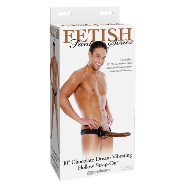 Image de FF 10IN CHOCOLATE DREAM VIB HOLLOW STRAP-ON